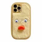 For iPhone 14 Pro Plush White Eyes Duck TPU Phone Case(Yellow) - 1