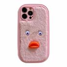 For iPhone 13 Pro Max Plush White Eyes Duck TPU Phone Case(Pink) - 1