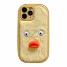 For iPhone 12 Plush White Eyes Duck TPU Phone Case(Yellow) - 1