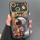 For iPhone 15 Plus Astronaut Pattern Large Window TPU Phone Case(Orange) - 1