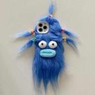 For iPhone 15 Pro Max Tied Hairstyle Plush Monster TPU Phone Case(Blue) - 1