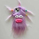 For iPhone 15 Plus Tied Hairstyle Plush Monster TPU Phone Case(Purple) - 1