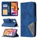 For iPhone 11 Rhombus Texture Magnetic Buckle Horizontal Flip Leather Case with Holder & Card Slots & Wallet & Photo Frame(Blue) - 1
