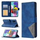 For Samsung Galaxy A51 Rhombus Texture Magnetic Buckle Horizontal Flip Leather Case with Holder & Card Slots & Wallet & Photo Frame(Blue) - 1