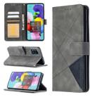For Samsung Galaxy A51 Rhombus Texture Magnetic Buckle Horizontal Flip Leather Case with Holder & Card Slots & Wallet & Photo Frame(Grey) - 1