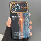 For iPhone 14 Pro Max Scenery Pattern Large Window TPU Phone Case(Black Sea Sunrise) - 1