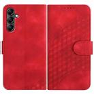 For Samsung Galaxy A15 YX0060 Elephant Head Embossed Phone Leather Case with Lanyard(Red) - 1