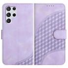 For Samsung Galaxy S22 Ultra 5G YX0060 Elephant Head Embossed Phone Leather Case with Lanyard(Light Purple) - 1