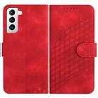 For Samsung Galaxy S21 5G YX0060 Elephant Head Embossed Phone Leather Case with Lanyard(Red) - 1