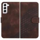 For Samsung Galaxy S21 5G YX0060 Elephant Head Embossed Phone Leather Case with Lanyard(Coffee) - 1