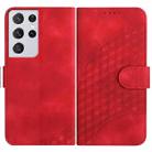 For Samsung Galaxy S21 Ultra 5G YX0060 Elephant Head Embossed Phone Leather Case with Lanyard(Red) - 1