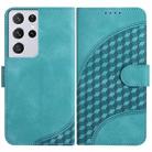 For Samsung Galaxy S21 Ultra 5G YX0060 Elephant Head Embossed Phone Leather Case with Lanyard(Light Blue) - 1