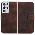 For Samsung Galaxy S21 Ultra 5G YX0060 Elephant Head Embossed Phone Leather Case with Lanyard(Coffee) - 1