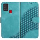 For Samsung Galaxy A21s YX0060 Elephant Head Embossed Phone Leather Case with Lanyard(Light Blue) - 1