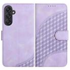 For Samsung Galaxy M55 5G YX0060 Elephant Head Embossed Phone Leather Case with Lanyard(Light Purple) - 1
