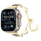 For Apple Watch Ultra 2 49mm Camellia Metal Chain Bracelet Watch Band(Black Gold) - 1