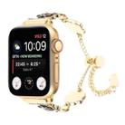 For Apple Watch Series 9 45mm Camellia Metal Chain Bracelet Watch Band(Black Gold) - 1