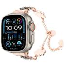 For Apple Watch Ultra 49mm Camellia Metal Chain Bracelet Watch Band(Black Rose Gold) - 1