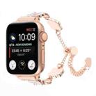 For Apple Watch Series 8 45mm Camellia Metal Chain Bracelet Watch Band(White Rose Gold) - 1