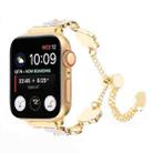 For Apple Watch SE 44mm Camellia Metal Chain Bracelet Watch Band(White Gold) - 1