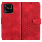 For For Xiaomi Redmi 10C 4G Global/10 India YX0060 Elephant Head Embossed Phone Leather Case with Lanyard(Red) - 1