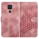 For Xiaomi Redmi Note 9 4G Global/10X 4G YX0060 Elephant Head Embossed Phone Leather Case with Lanyard(Pink) - 1