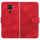 For Xiaomi Redmi Note 9 4G Global/10X 4G YX0060 Elephant Head Embossed Phone Leather Case with Lanyard(Red) - 1