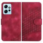 For Xiaomi Redmi Note 12 4G Global YX0060 Elephant Head Embossed Phone Leather Case with Lanyard(Rose Red) - 1