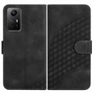 For Xiaomi Redmi Note 12S 4G Global YX0060 Elephant Head Embossed Phone Leather Case with Lanyard(Black) - 1