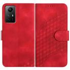 For Xiaomi Redmi Note 12S 4G Global YX0060 Elephant Head Embossed Phone Leather Case with Lanyard(Red) - 1