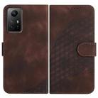 For Xiaomi Redmi Note 12S 4G Global YX0060 Elephant Head Embossed Phone Leather Case with Lanyard(Coffee) - 1