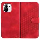 For Xiaomi Mi 11 5G YX0060 Elephant Head Embossed Phone Leather Case with Lanyard(Red) - 1