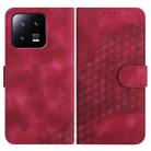 For Xiaomi 13 YX0060 Elephant Head Embossed Phone Leather Case with Lanyard(Rose Red) - 1