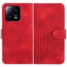 For Xiaomi 13 YX0060 Elephant Head Embossed Phone Leather Case with Lanyard(Red) - 1