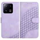 For Xiaomi 13 Pro YX0060 Elephant Head Embossed Phone Leather Case with Lanyard(Light Purple) - 1