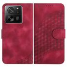 For Xiaomi 13T/13T Pro/Redmi K60 Ultra YX0060 Elephant Head Embossed Phone Leather Case with Lanyard(Rose Red) - 1