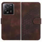 For Xiaomi 13T/13T Pro/Redmi K60 Ultra YX0060 Elephant Head Embossed Phone Leather Case with Lanyard(Coffee) - 1