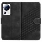 For Xiaomi Civi 2/13 Lite YX0060 Elephant Head Embossed Phone Leather Case with Lanyard(Black) - 1