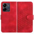 For Xiaomi Redmi 13C YX0060 Elephant Head Embossed Phone Leather Case with Lanyard(Red) - 1