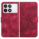 For Xiaomi Redmi K70 YX0060 Elephant Head Embossed Phone Leather Case with Lanyard(Rose Red) - 1