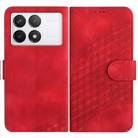 For Xiaomi Redmi K70 YX0060 Elephant Head Embossed Phone Leather Case with Lanyard(Red) - 1