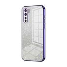 For OPPO A91 Gradient Glitter Powder Electroplated Phone Case(Purple) - 1