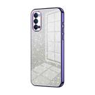 For OPPO Reno4 Gradient Glitter Powder Electroplated Phone Case(Purple) - 1