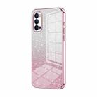 For OPPO Reno4 Gradient Glitter Powder Electroplated Phone Case(Pink) - 1