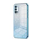 For OPPO Reno4 Gradient Glitter Powder Electroplated Phone Case(Blue) - 1