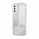 For OPPO Reno4 Gradient Glitter Powder Electroplated Phone Case(Transparent) - 1