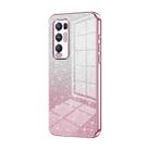 For OPPO Reno5 Pro+ Gradient Glitter Powder Electroplated Phone Case(Pink) - 1