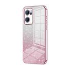For OPPO Reno7 5G Gradient Glitter Powder Electroplated Phone Case(Pink) - 1