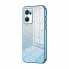 For OPPO Reno7 5G Gradient Glitter Powder Electroplated Phone Case(Blue) - 1