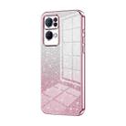 For OPPO Reno7 Pro Gradient Glitter Powder Electroplated Phone Case(Pink) - 1